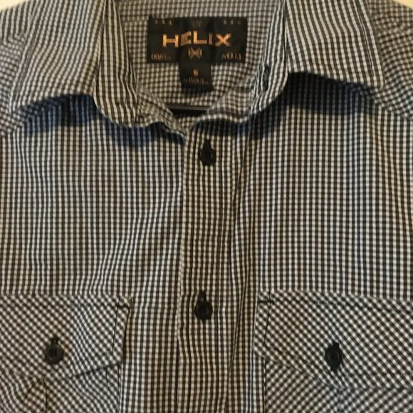Mens Helix Shirt Western Plaid Size Small Country Button Down Black White Check - Picture 3 of 8